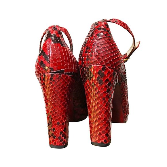 Never Worn Vintage Michel Perry snake skin platform‎ heel, Red, Size 37EU - Picture 4 of 10
